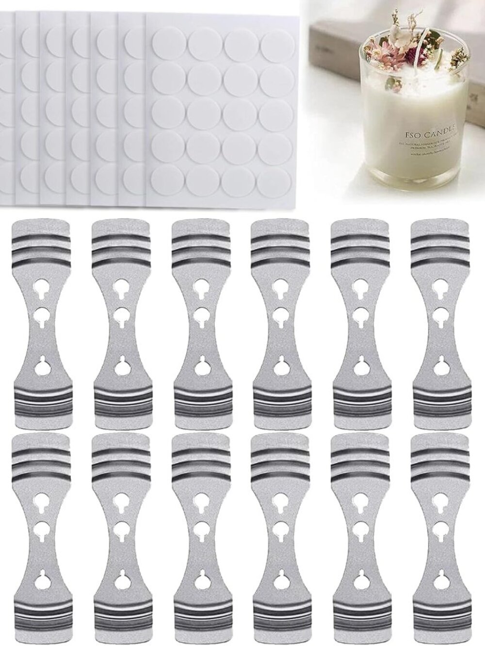20pcs Candle Wick Holder & 180 Stickers, Candle Making Supplies